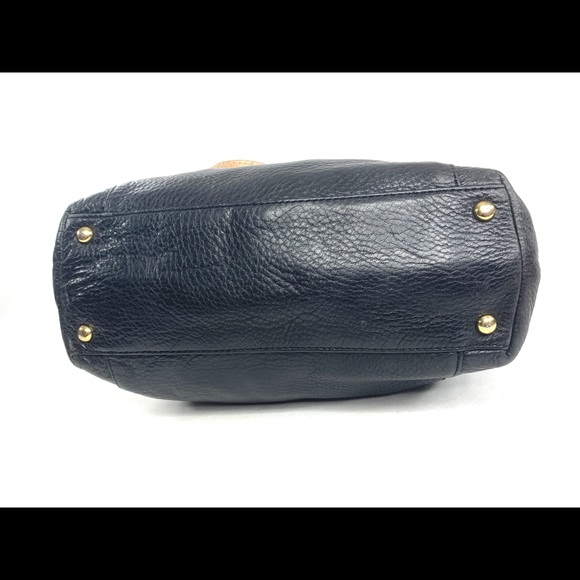 Michael Kors Black Pebbled Leather Medium Shoulder Bag E1306 Side Pockets Brass - Picture 5 of 10